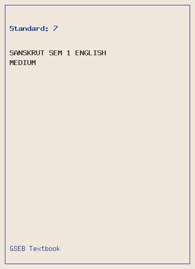 GSEB Standard 7 Sanskrut Sem 1 Textbook PDF Download English Medium